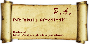 Páskuly Afrodité névjegykártya